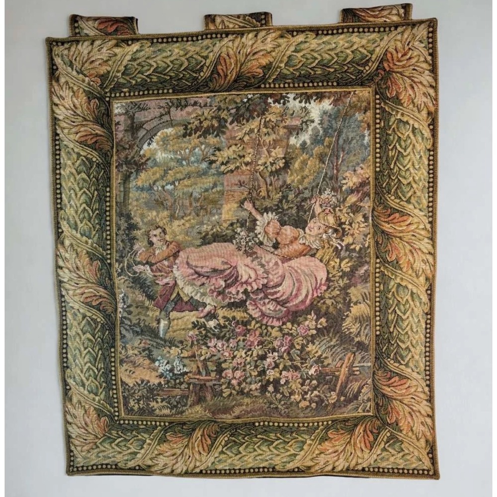 Sea Gull Fine Tapestry Wall Hanging Fragonard The Swing Rococo Woven Vintage